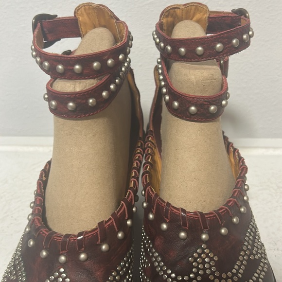 NEW Old Gringo Evangelina ruby red strappy cowboy boot shoe booties shooties 9B - Picture 9 of 13